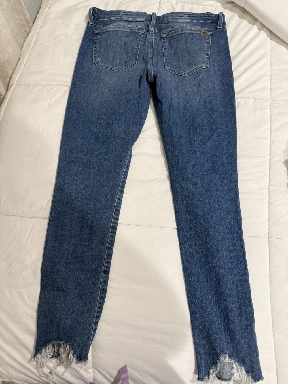 Joe's Jeans Skinny Denim in Dark Blue with Frayed Hem